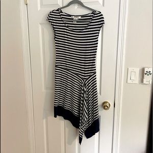 Blue and white stripe asymmetrical dress. Size S.
